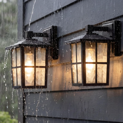 Black Outdoor Waterproof Modern Patio Wall Light, 2 Pack