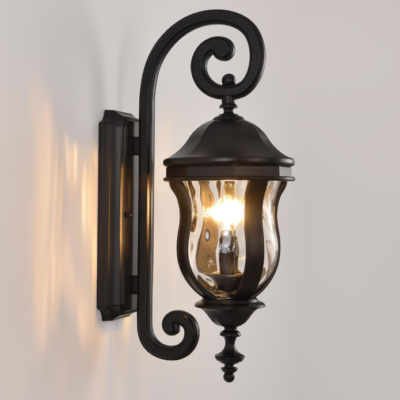 Black Outdoor Wall Sconce, Large Exterior Lantern